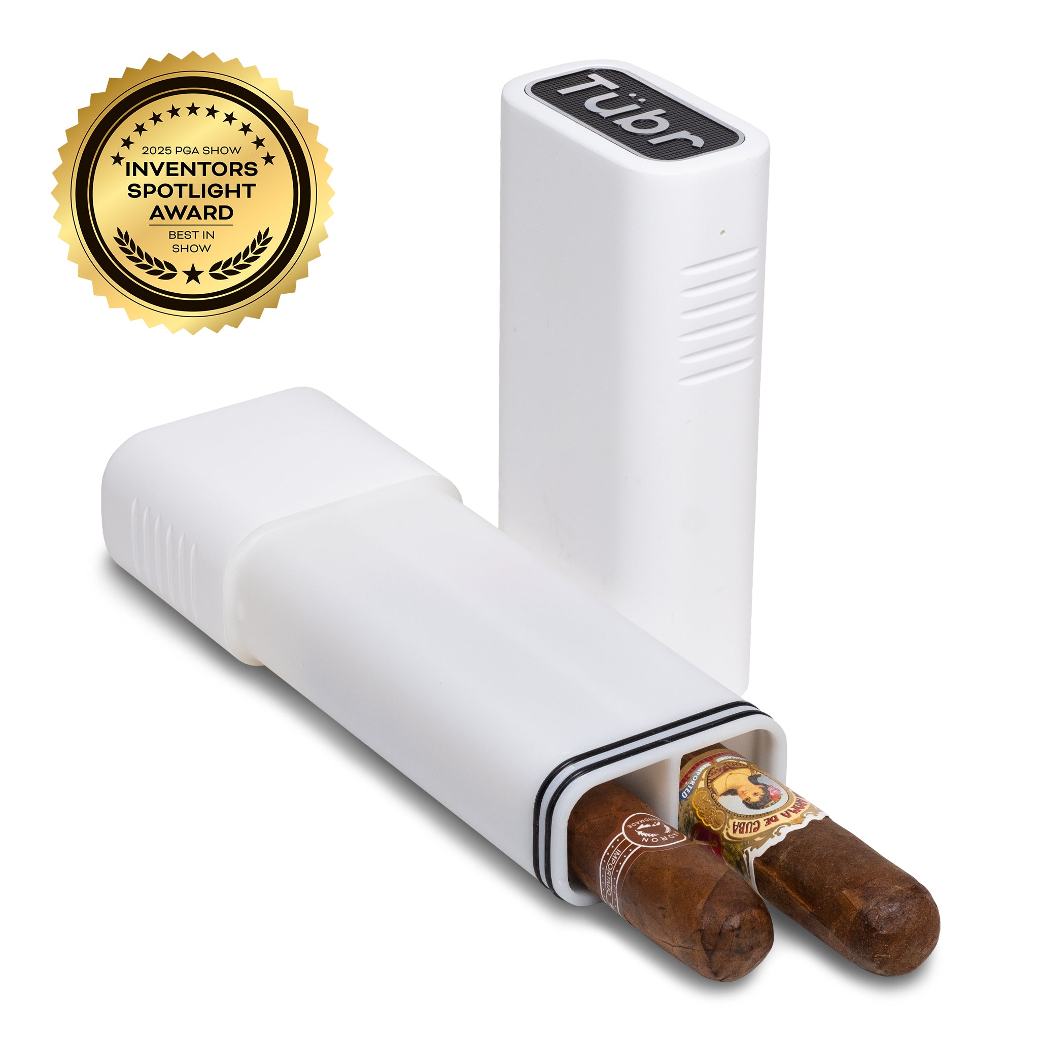 Award Winning, Lightweight airtight waterproof cigar storage case. Ideal for travel, golf, gifting, and keeping cigars fresh anywhere. White Frost